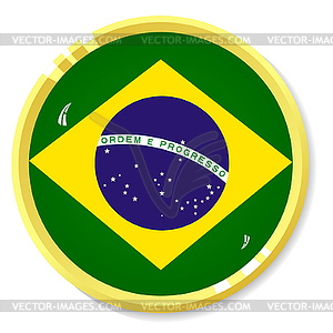 Button with flag Brazil - vector image