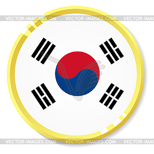 Button with flag Republic of Korea - vector clipart