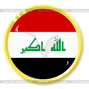 Button with flag Iraq - vector image