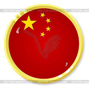 Button with flag China - vector clipart