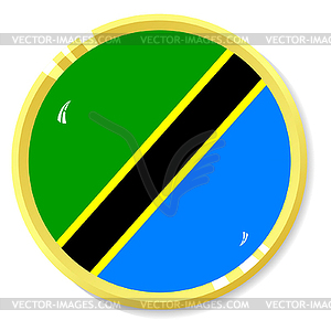 Button with flag Tanzania - color vector clipart