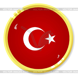 Button with flag Turkey - vector image