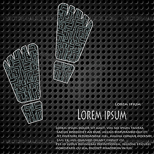 Abstract metal background with traces of robot. - vector image