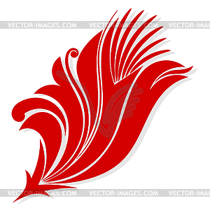 Red silhouette abstract flower. - vector image