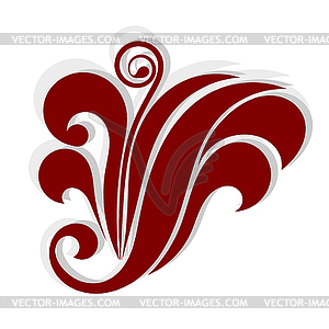 Red silhouette of abstract fantastic flower. - vector image