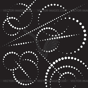 Black and white dotted circles and lines - vector clip art