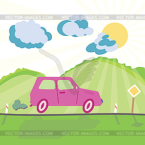 Car on road - vector clipart