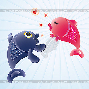Fish in love - vector clipart
