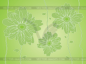 Green Flower silhouettes background - vector clip art