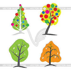 Four season trees - vector clipart