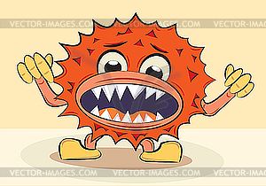 Cartoon funny angry bacillus - vector image