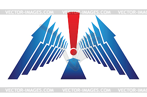Стрелки ориентации на восклицательный знак - клипарт в векторе