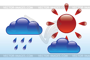 Glossy sun and clouds - vector image