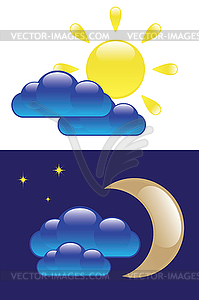 Day and Night symbols - vector clip art