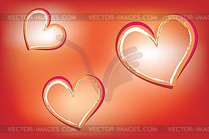 Hearts on luminous background - vector clip art