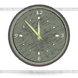 Old cracked surface clock - vector clipart
