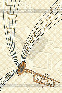 Музыкальная труба с нотами - векторная графика