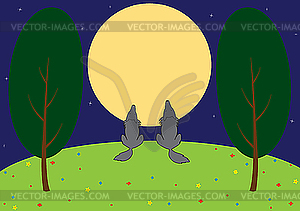 Wolves in the meadow - vector clipart