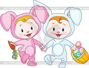 Easter Babies-bunnies - vector image