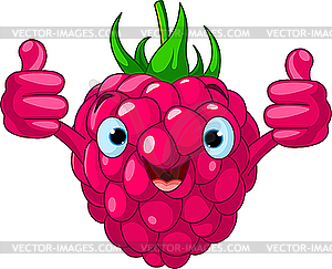 Cheerful Cartoon Raspberry character - vector image