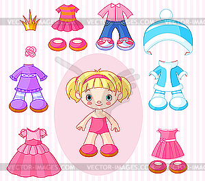 Girl with clothes - vector EPS clipart