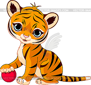 Cute tiger cub - vector image