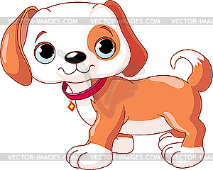 Cute Puppy walking - vector image