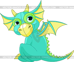 Cartoon baby dragon - vector clip art