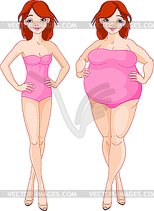 До и после диеты - векторное графическое изображение