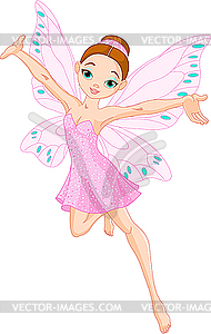 Cute pink fairy - vector clipart