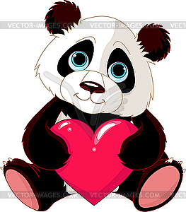 Cute Panda with heart - vector clipart / vector image