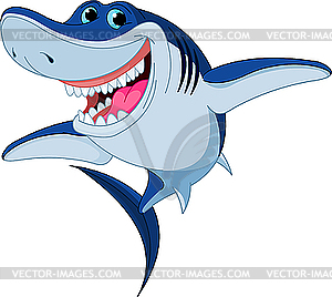 Мультяшная смешная акула - клипарт в векторном виде