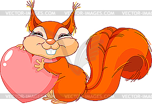 Squirrel with love heart - vector clipart