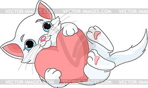 Valentine kitten - vector clipart