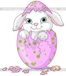 Пасхальный кролик-малыш вылупился из яйца - векторный клипарт / векторное изображение