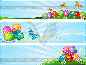 Different Easter banners - vector image