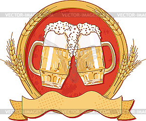 Oval beer label design - vector image