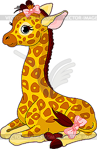 Giraffe Calf with bow - vector image
