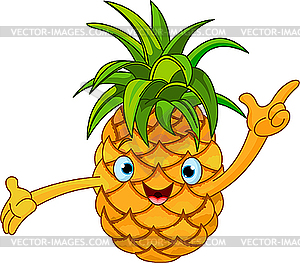 Cheerful Cartoon Pineapple character - vector clipart