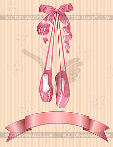 Ballet slippers on stripe background - vector clipart