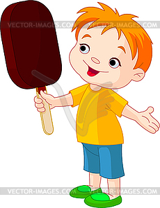 Boy with ice cream - vector clip art