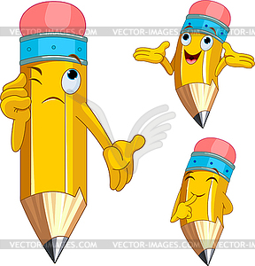 Pencil Character facial expressions - vector clip art