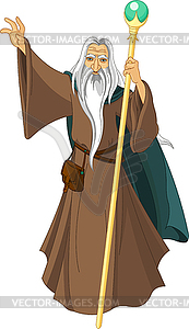 Wizard with staff - vector clip art