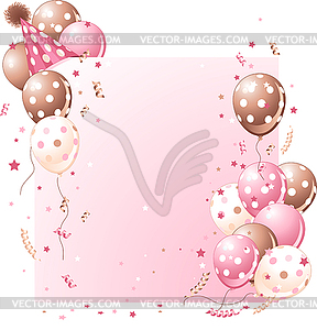 Pink Birthday card - vector clipart