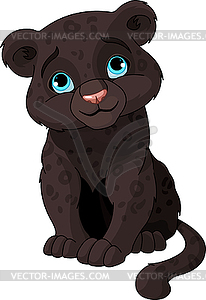 Black panther cub - vector image