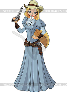 Wild west. Young cowgirl - vector image