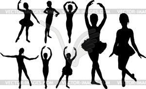 Ballet girls dancers silhouettes - vector clipart