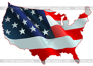 American flag map - vector image