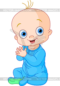 Cute baby boy clapping hands - vector clipart / vector image