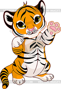 Cute playful tiger cub - vector clipart